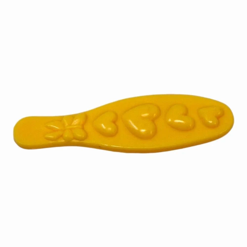 Vintage‎ Yellow Plastic Hairbrush with Heart Design 1